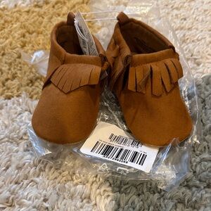 Brown Fringe Baby Moccasins